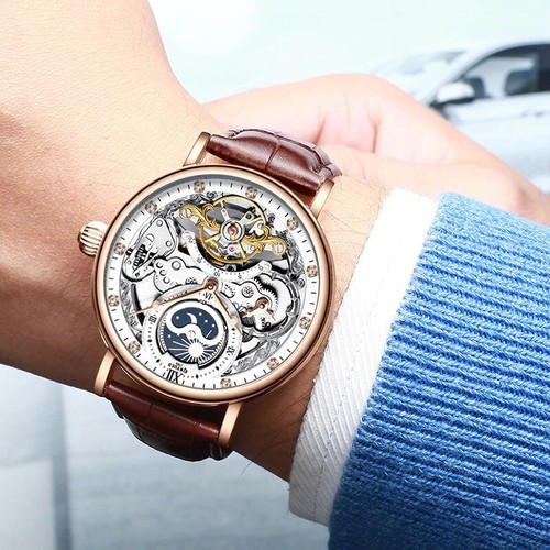 Men Watches Mechanical Automatic Sport Casual Business Moon Wrist KINYUED |  eBay