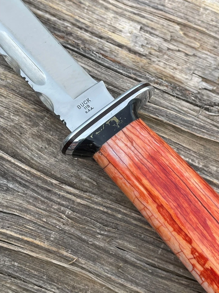 LEROY REMER BUCK 119 ZEBRA ALUMINUM GUARD W/GOLD WEB ONYX TRIM KNIFE KNIVES #7 - Image 4 of 4