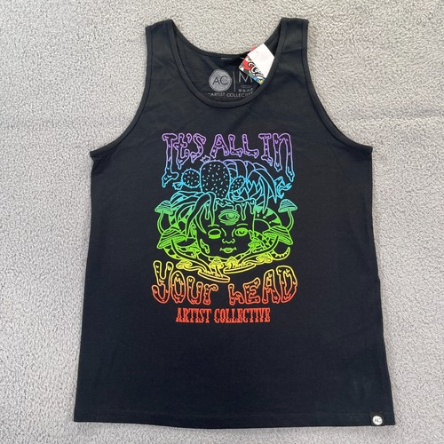 Zumiez Tank Top Trippy Its All In Your Head Black Size Medium NWT