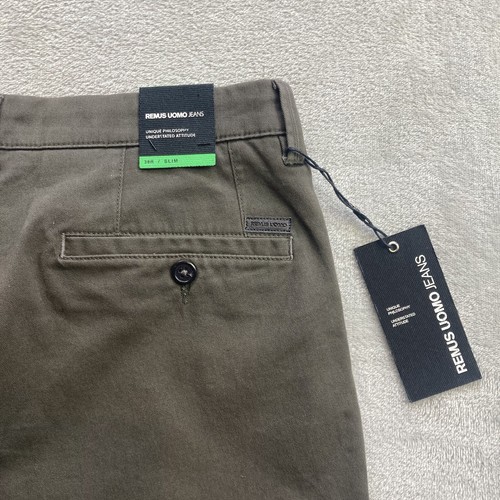 Remus Uomo Chinos 38R Dark Forrest Green Stretch Fit Waist 38 Leg 29 Inch - Picture 7 of 9