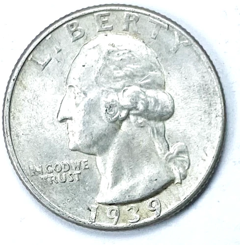 1939 25c Washington Silver Quarter Dollar Philadelphia AU