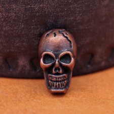 10x 11 18mm Antique Copper Skull Biker Leathercraft Saddles Conchos RivetBack
