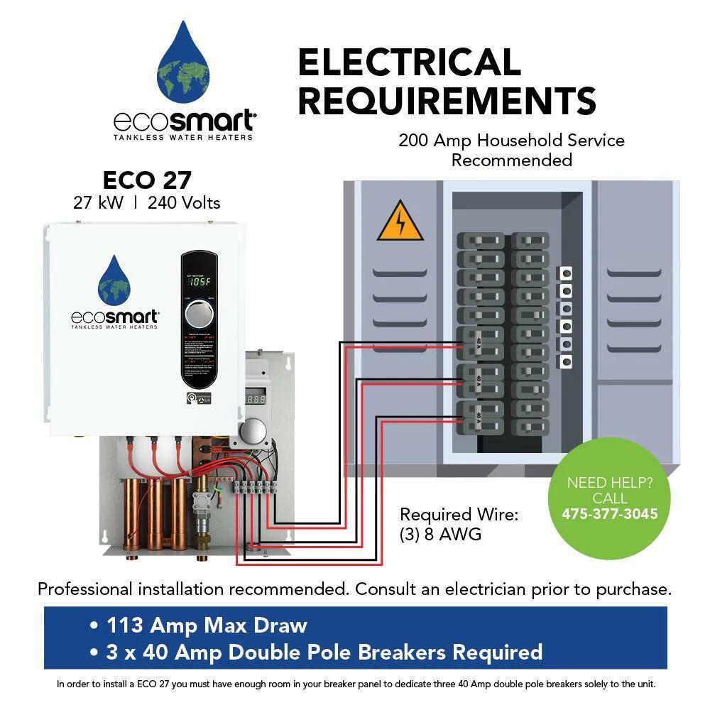 ECO 27 Tankless Electric Water Heater 27 kW 240 V White 854920002091 | eBay