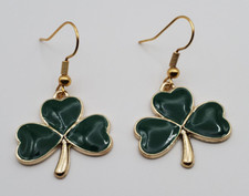 Green Shamrock fishhook earrings