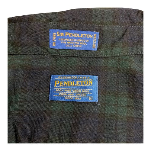 Camisa De Colección Sir Pendleton Lana Virgen Para Hombres Grande Verde A Cuadros Manga Larga DEFECTOS - Imagen 4 de 15