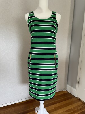 Michael Kors Navy & Green Striped Dress Size XS | eBay