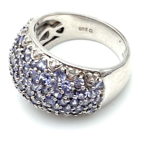 Tanzanite / CZ & Sterling Silver 925 Dome Ring Multiple Stones Size 9 India EUC - Picture 8 of 11
