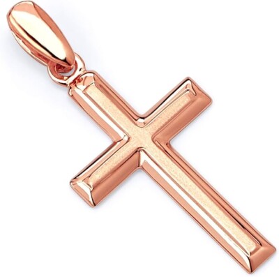 Genuine Real 14K Rose Gold Latin Cross Jesus Crucifix Religious Charm Pendant