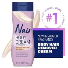 Nair Body Cream Hair Remover, Cocoa Butter and Vitamin E, Body Hair Removal Crea