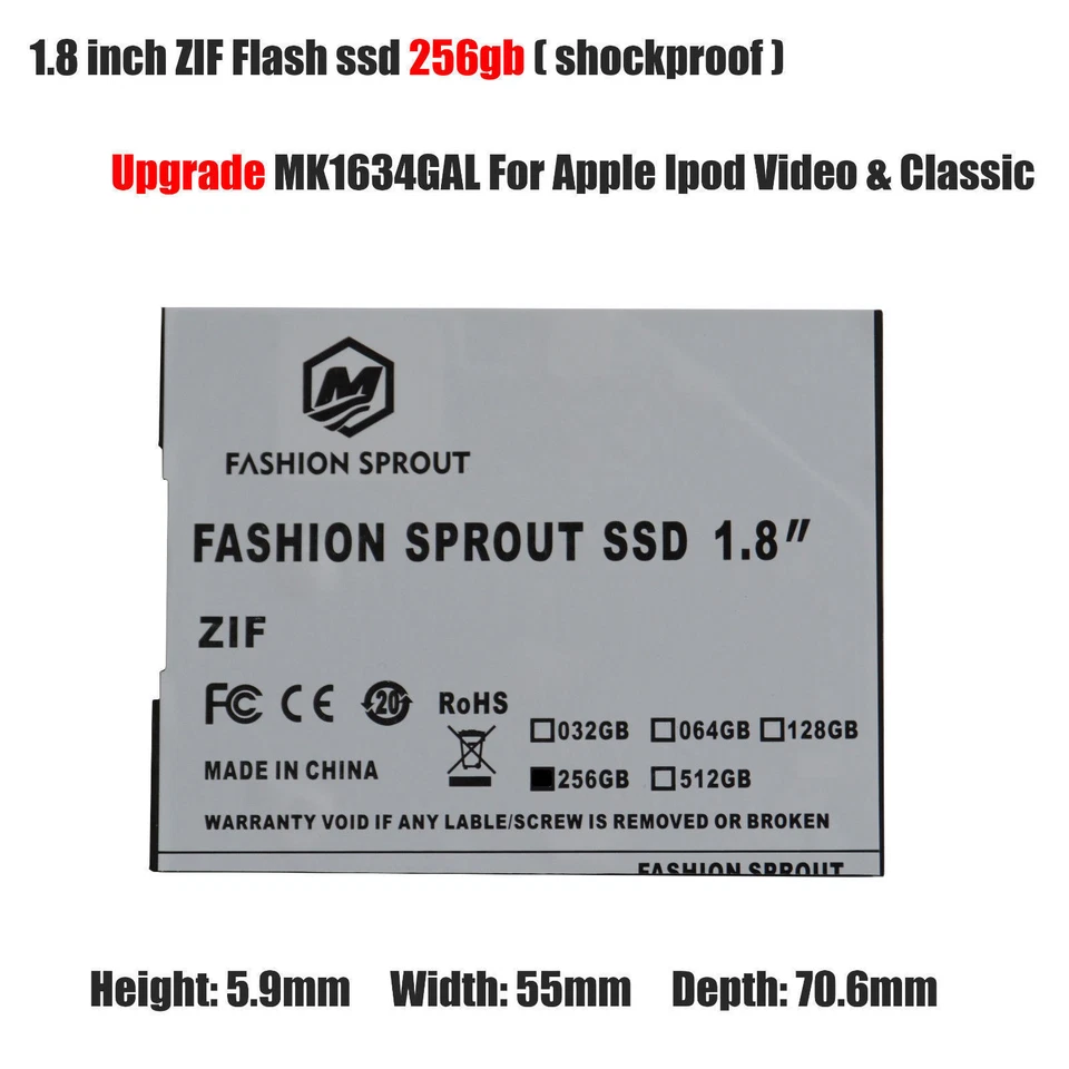 SSD 256gb Upgrade MK1634GAL for Apple iPod Classic 7th 160gb Hard Disk Drive HDD - Image 4 of 4