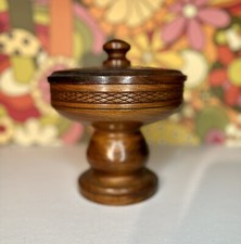 Covered Turned Wood Pedestal Bowl/Compote