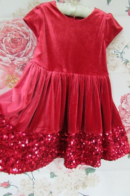 Rot Samt Pailletten Glitzer Party Anlass Kleid M&S 12-18 Marks & Spencer