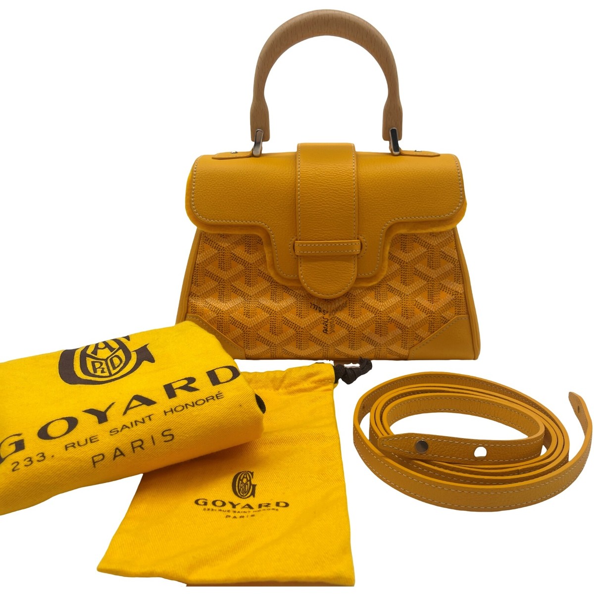 Authentic GOYARD Saigon Structure Mini Hand Bag BL0812 Yellow PVC