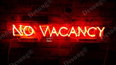 No Vacancy Switch On Off For Word NO 24'' Acrylic Neon Light Sign Lamp Real Glass