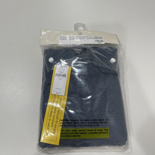 Gap Kids Organic Cotton Henley PJ Set Blue Heather 14 - Picture 2 of 3