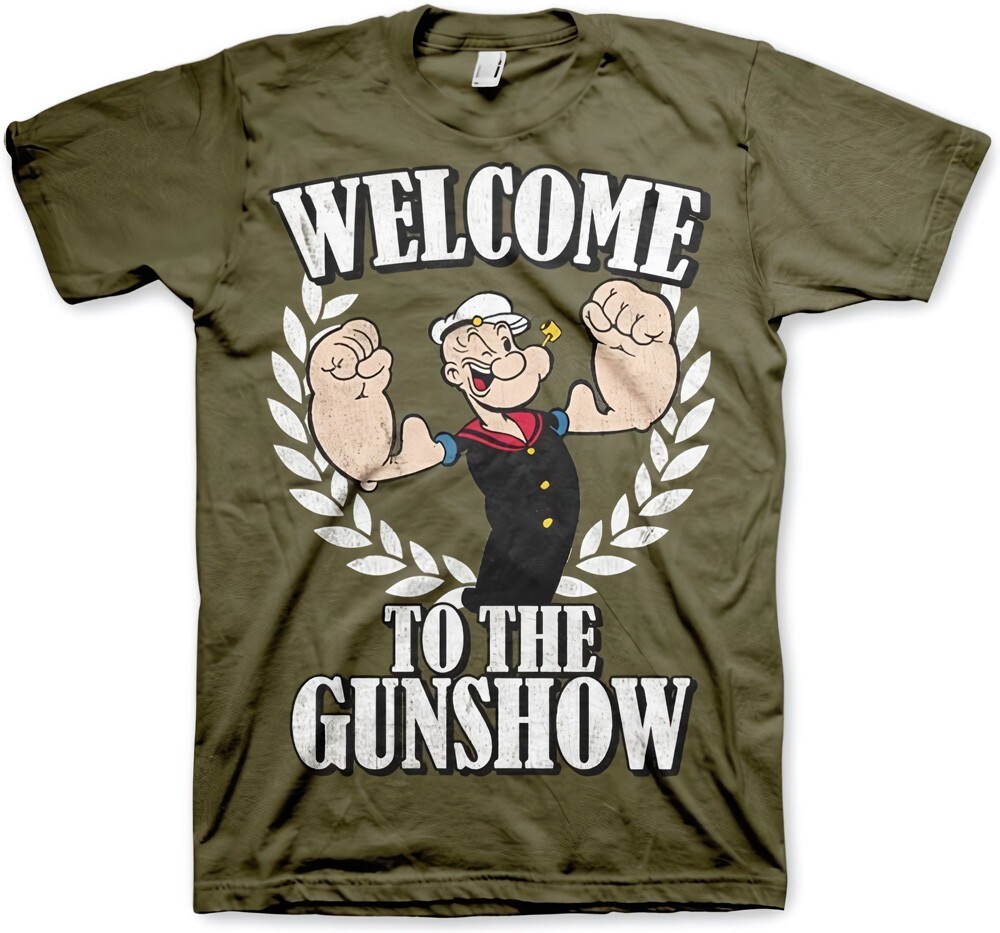 Футболка Popeye Welcome To The Gunshow оливкового цвета 5690₽