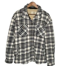 Sage Collective Womens Plaid Fleece Shacket Size Extra Large Black White Pockets