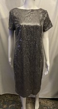 LAUREN Ralph Lauren Women's Cocktail Dress Size 8 Silver Gray Sequin Sheath