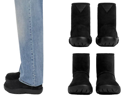 BOTTEGA VENETA Snap Snow Boots Veloursleder Ankle Stiefel Schuhe Stiefeletten 41