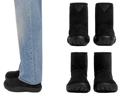 BOTTEGA VENETA Bottes De Neige Snap En Velours Cuir À La Cheville 41 - Photo 1/4