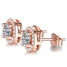 1ct Earrings Rose Gold Round Cut Diamond Test Pass Lab-Created VVS1/D/Brilliant