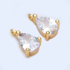 10pcs CZ Pave Teardrop Charm,Cubic Zirconia Water Drop Pendant,Zircon Charms