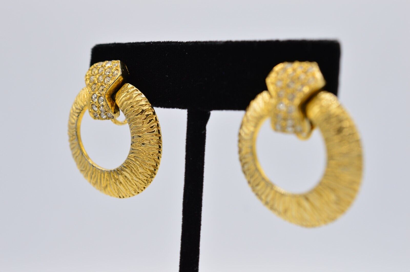 Givenchy Vintage Clip Earrings Crystal Gold Door … - image 3