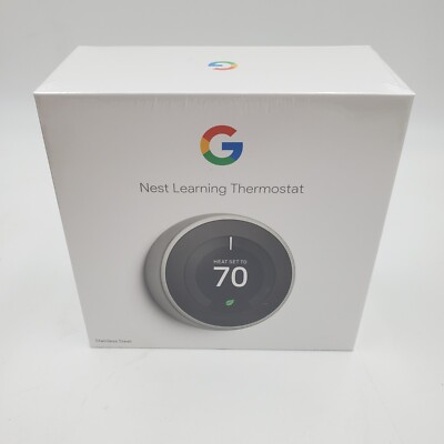Google Nest Learning Thermostat Smart Wi-Fi Thermostat Stainless Steel T3007ES