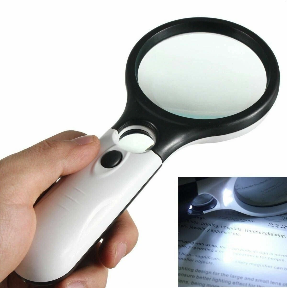 3 LED Light 45X Handheld Magnifier Reading Magnifying Glass Lens Jewelry Loupe - Picture 1 of 6