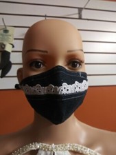  SMALL Denim, women Cloth Face Mask , washable adjustable closure, 3 sizes