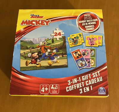 Disney Junior Mickey 3-in-1 Gift Set: 24 Pc Puzzle, Memory, Dominoes