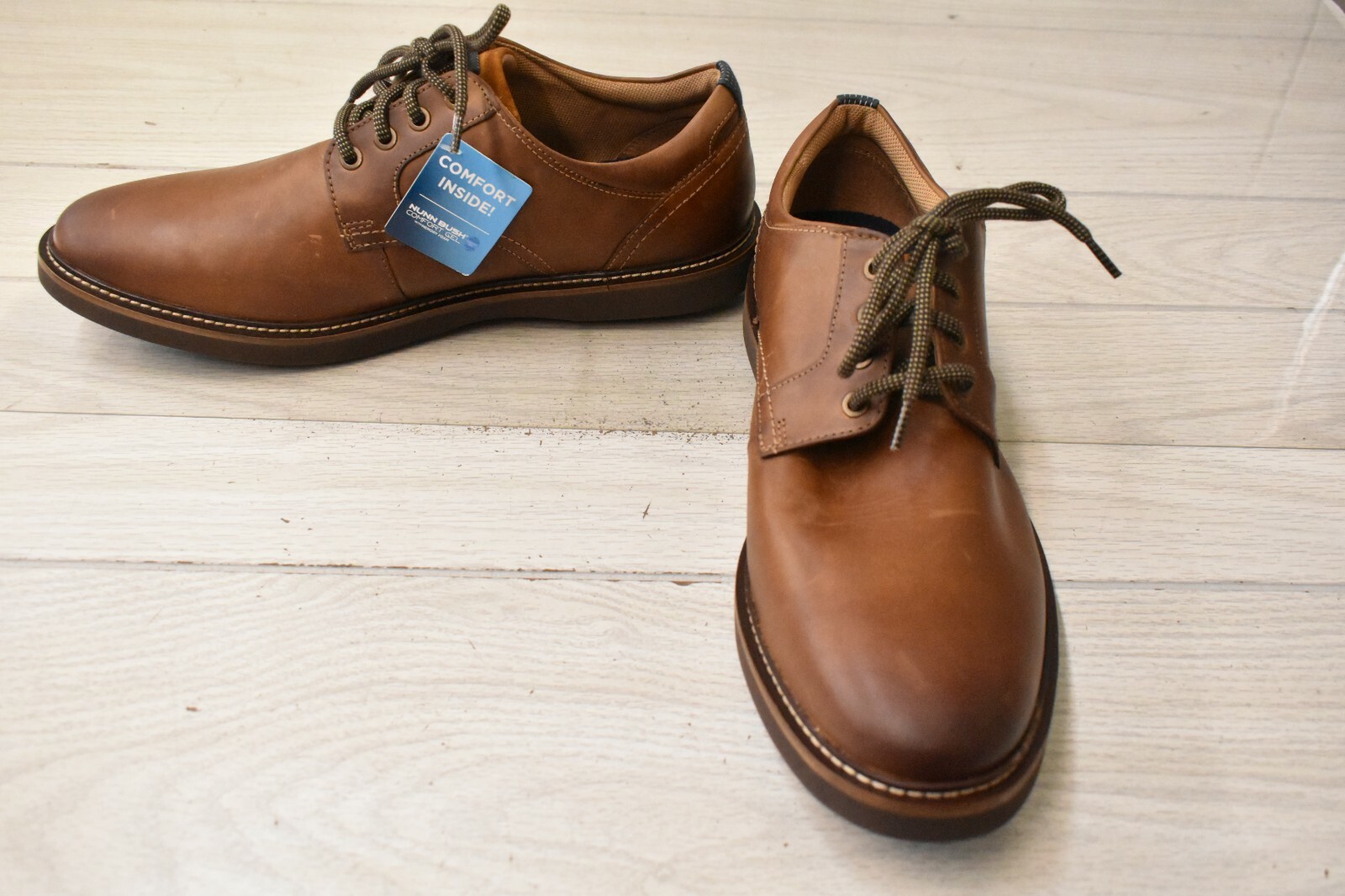 Nunn Bush Ridgetop Plain Toe Oxford 10.5 Men's Tan