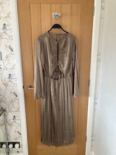 BNWT ZARA Light Khaki Creased Effect Cut Out Dress Size L