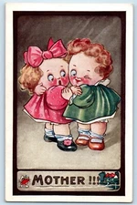 c1910's Children Mother Kute Kiddies Winking Unposted Antique Postcard