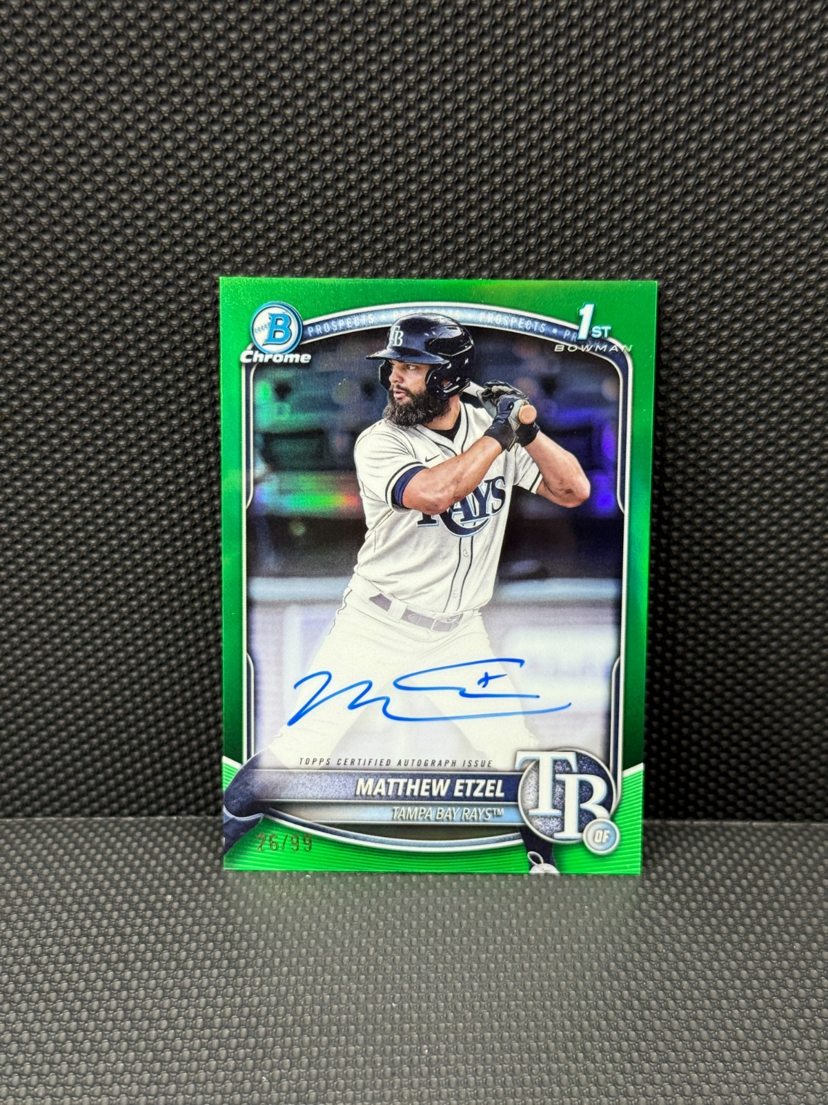 2025 Bowman Chrome 1st Matthew Etzel /99 Green Refractor Auto #CPA-ME Rays