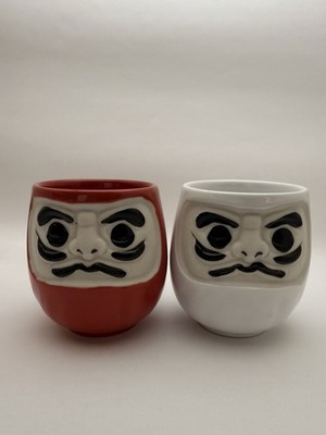 Japanese Daruma Ceramic Cup Set - Traditional Lucky Charm