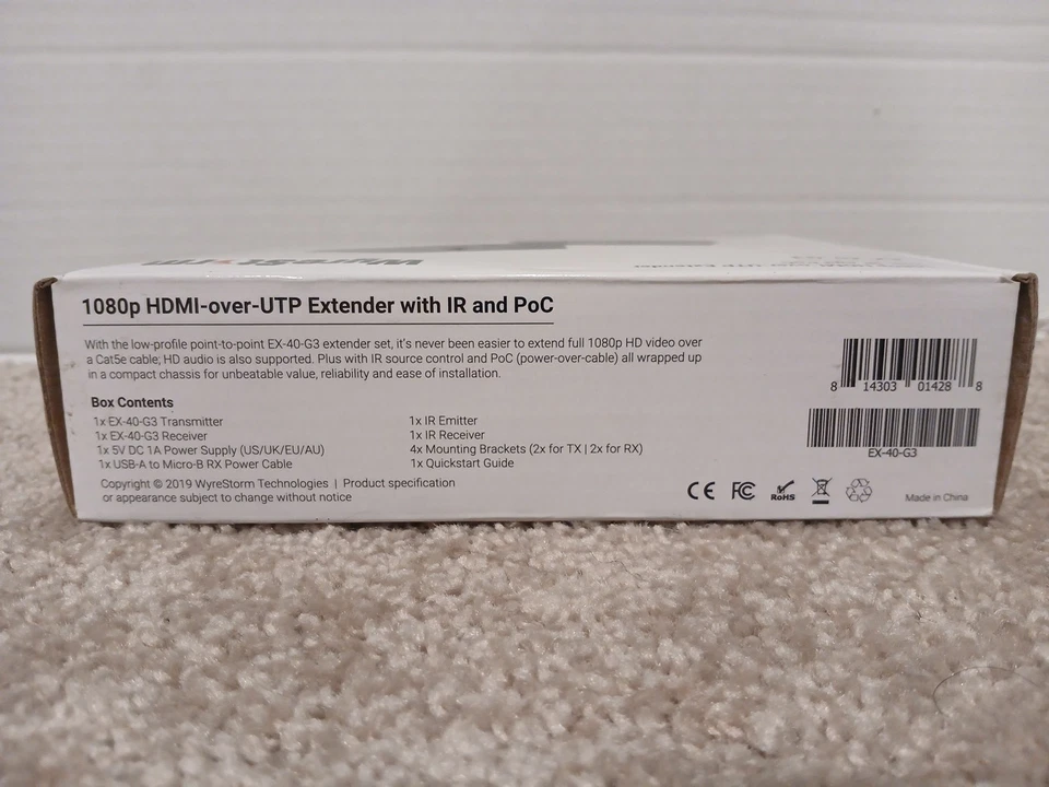 WyreStorm EX-40-G3 1080p HDMI Extender (Tx/Rx) with IR/PoC over UTP up to 40m - Image 3 of 4