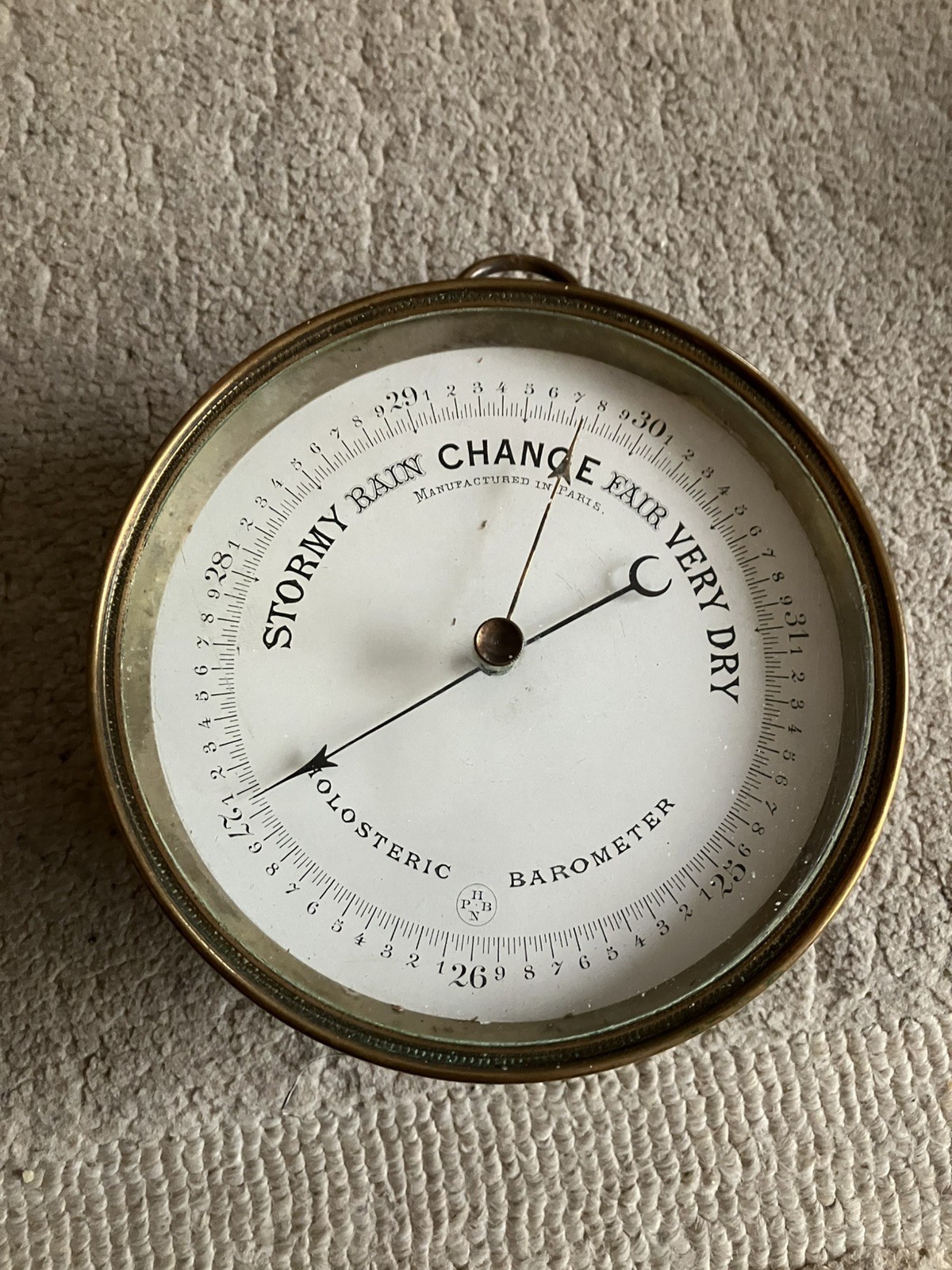 Antique Holosteric French Brass Aneroid Barometer  PNHB - SOLD AS SEEN