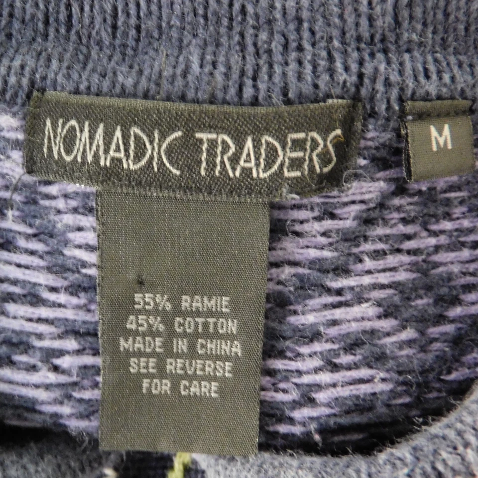 Cárdigan Suéter Nomadic Traders Para Mujer M Púrpura Cremallera Completa Ramie Algodón Flores Foto 4 de 4