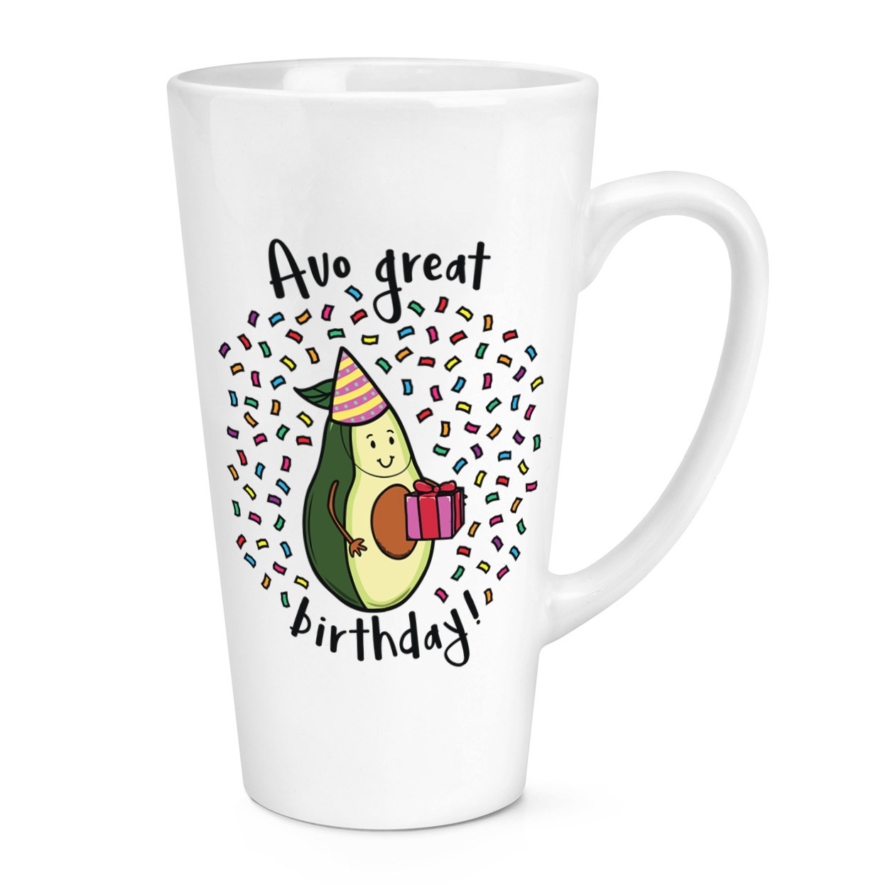 Avo Great Birthday 17oz Large Latte Mug Cup - Funny Avocado Joke Vegetarian