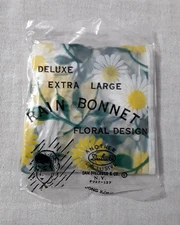 VINTAGE DAN BRECHNER & CO DEE BEE RAIN BONNET HAT MOD FLORAL DESIGN SIZE XL NOS
