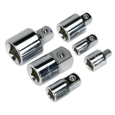 Sealey Socket Adaptor Set 6pc Reducer Step Up Converter Kit Chrome AK2736