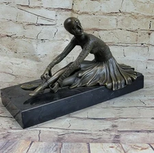 Art Deco Bronze Woman SIGNED Chiparus Museum Quality on Marble base Figurine Art