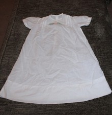 Antique WHITE Pin Tucked Embroidered Vintage baby dress gown Baptism Christening