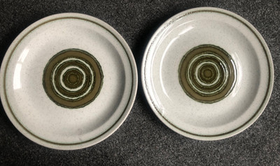 2x Palissy Crofter grün Salatteller Vintage 70er Royal Worcester 23cm/9'' - A