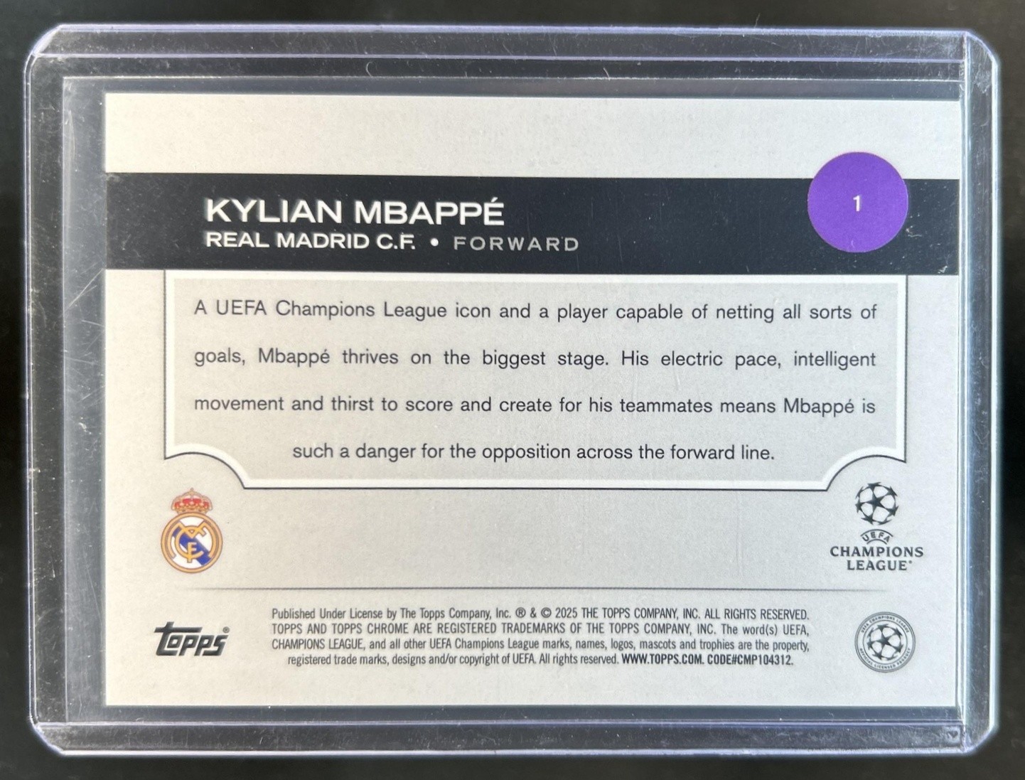 2024-25 Topps Chrome Kylian Mbappe Starball Variation Magenta Refractor #/75 view 2