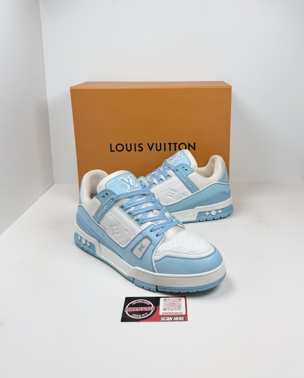 Size 10LV/11US - Louis Vuitton Blue Monogram Leather Trainers🩵 Retail $1.2K!