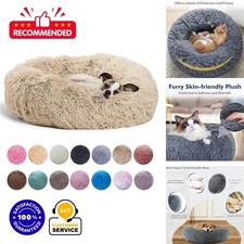 Round Plush Dog Bed Winter Warm Cat Bed Soft Calming Pet House 40-90cm