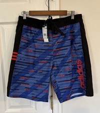 NWT 58 ADIDAS Mens Haze 20" Print Volley Swim Trunks Board Shorts Blue Size M
