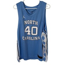 Jordan Brand Basketball Jersey Men XL Blue UNC Davis 40 Argyle Mesh Tar Heels